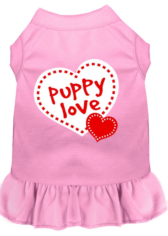 Puppy Love Screen Print Dress Light Pink XL